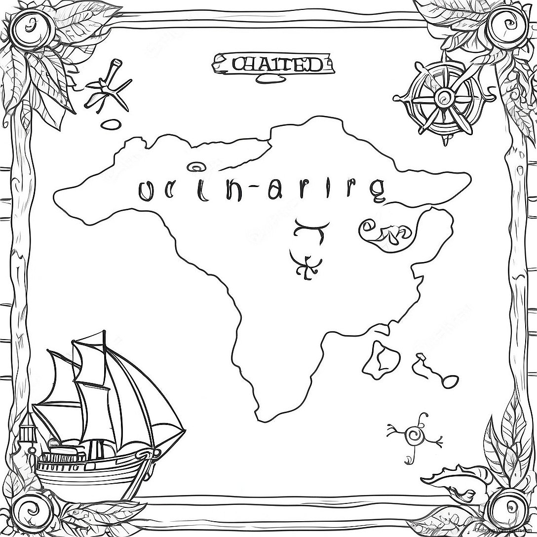 Uncharted Treasure Map Coloring Page 52250