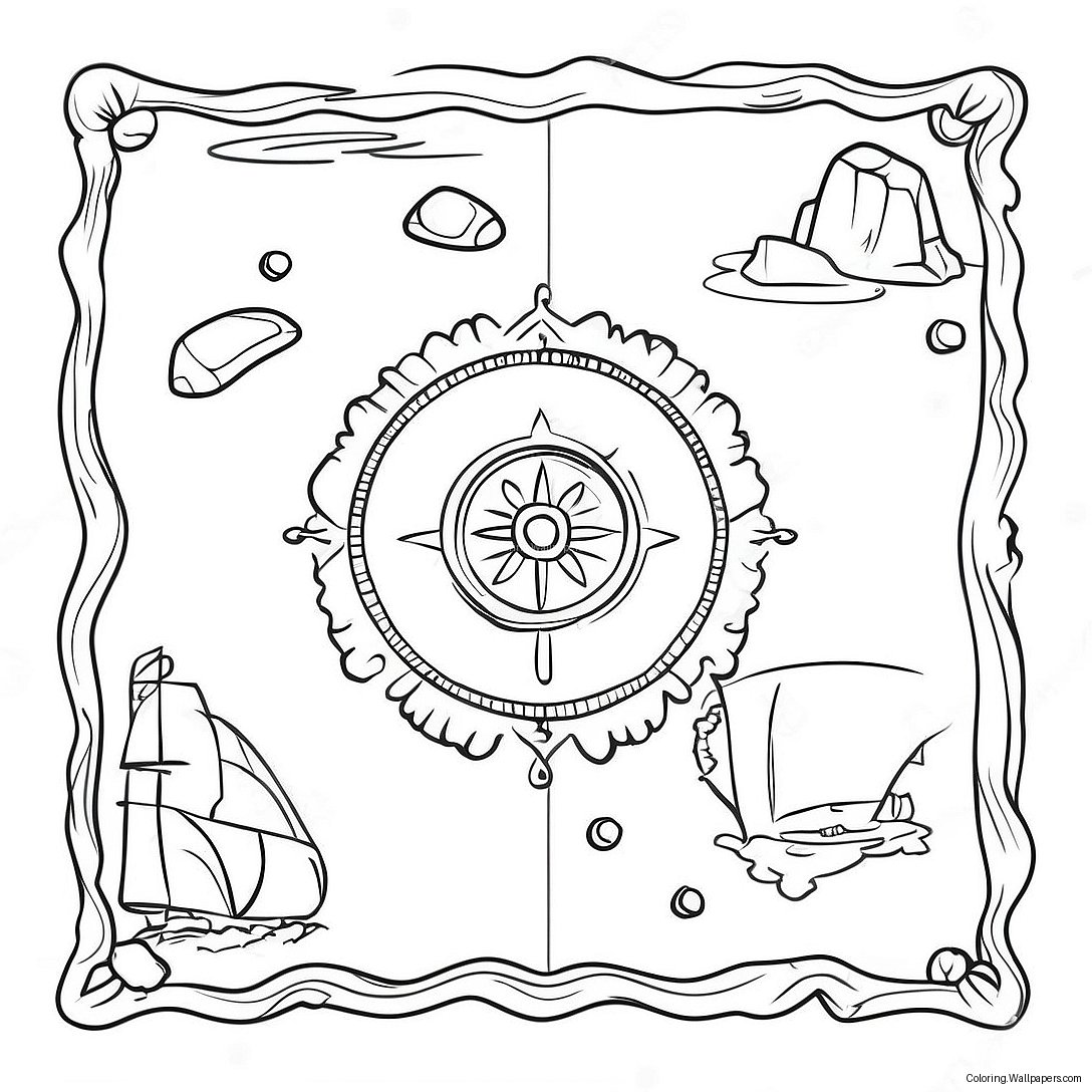 Uncharted Treasure Map Coloring Page 52252