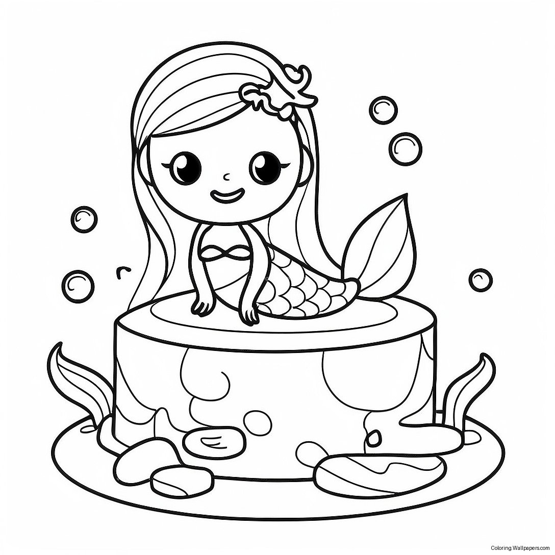 Underwater Mermaid Cake Coloring Page 36369