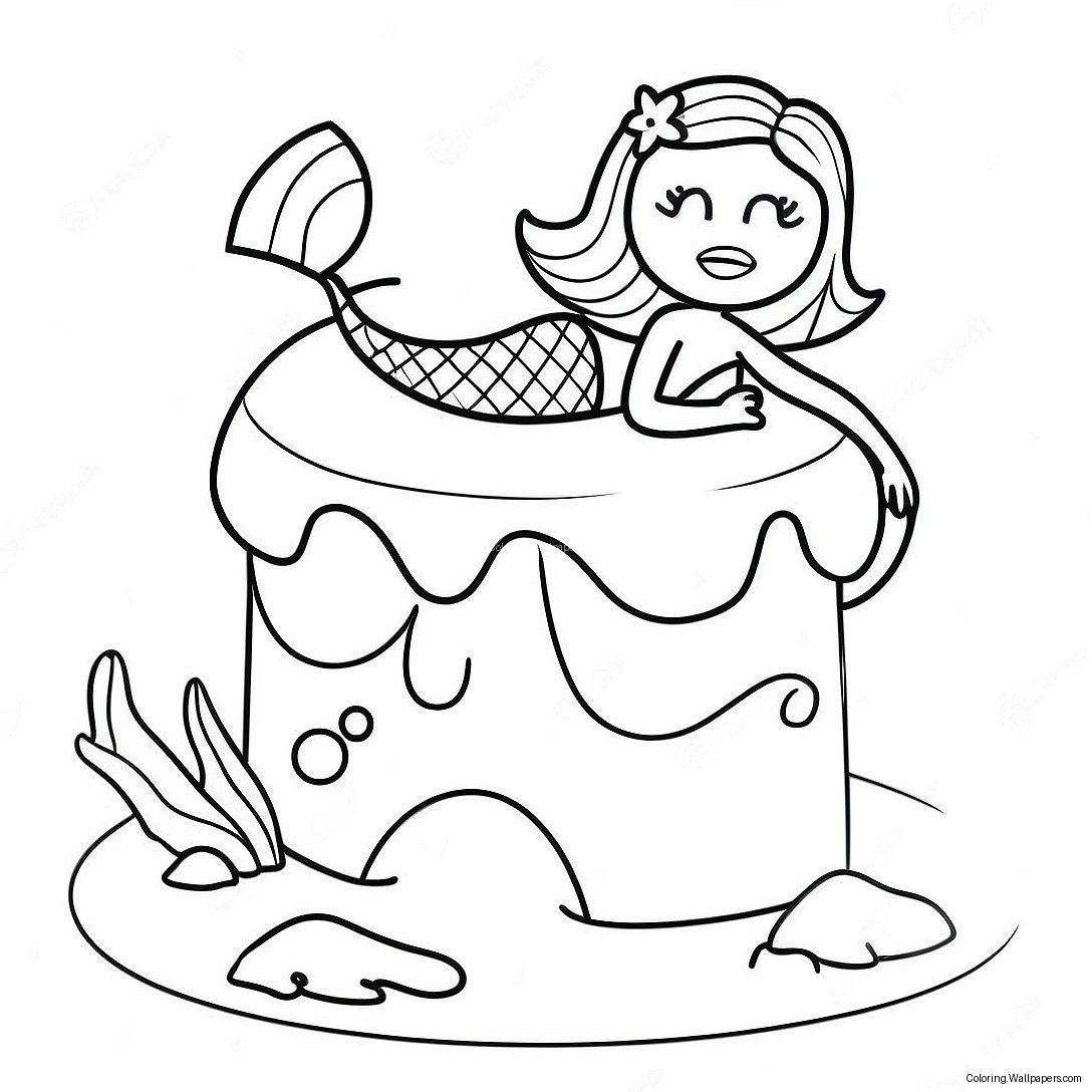 Underwater Mermaid Cake Coloring Page 36371