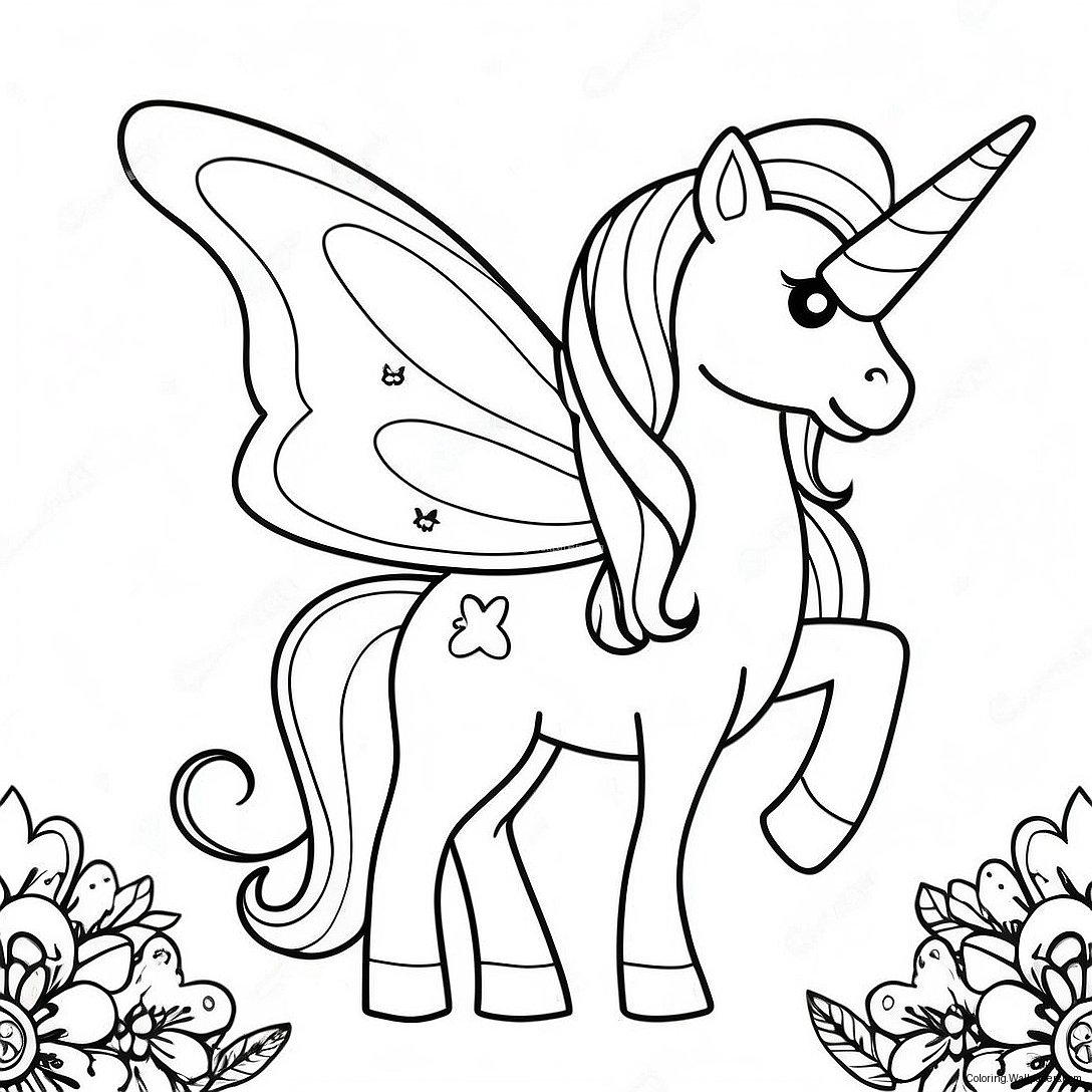 Unicorn Butterfly Coloring Page 39671