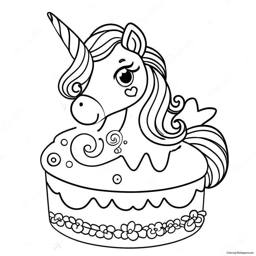 Pagina De Colorat Cu Tort De Unicorn Cu Sprinkles Colorate 1793