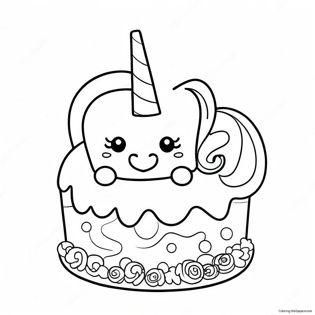 Unicorn Cake With Colorful Sprinkles Coloring Page 1795