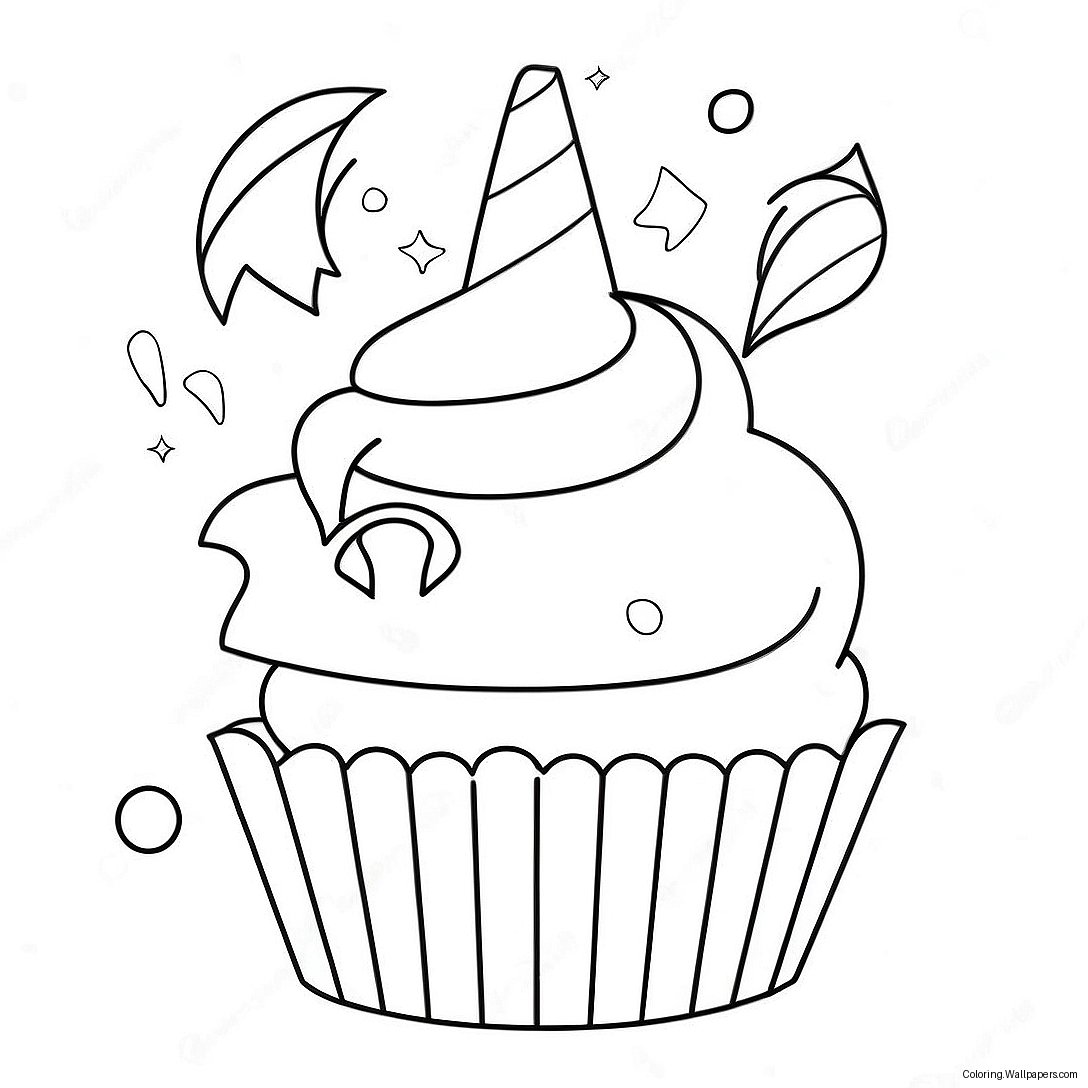 Unicorn Cupcake Coloring Page 33360