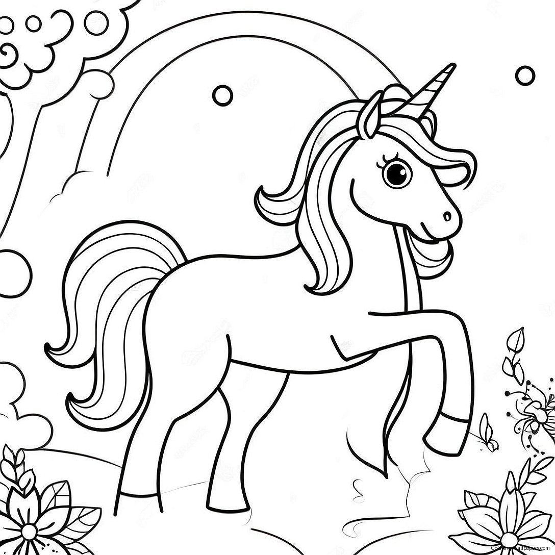 Unicorn Fantasy Scene Coloring Page 27229