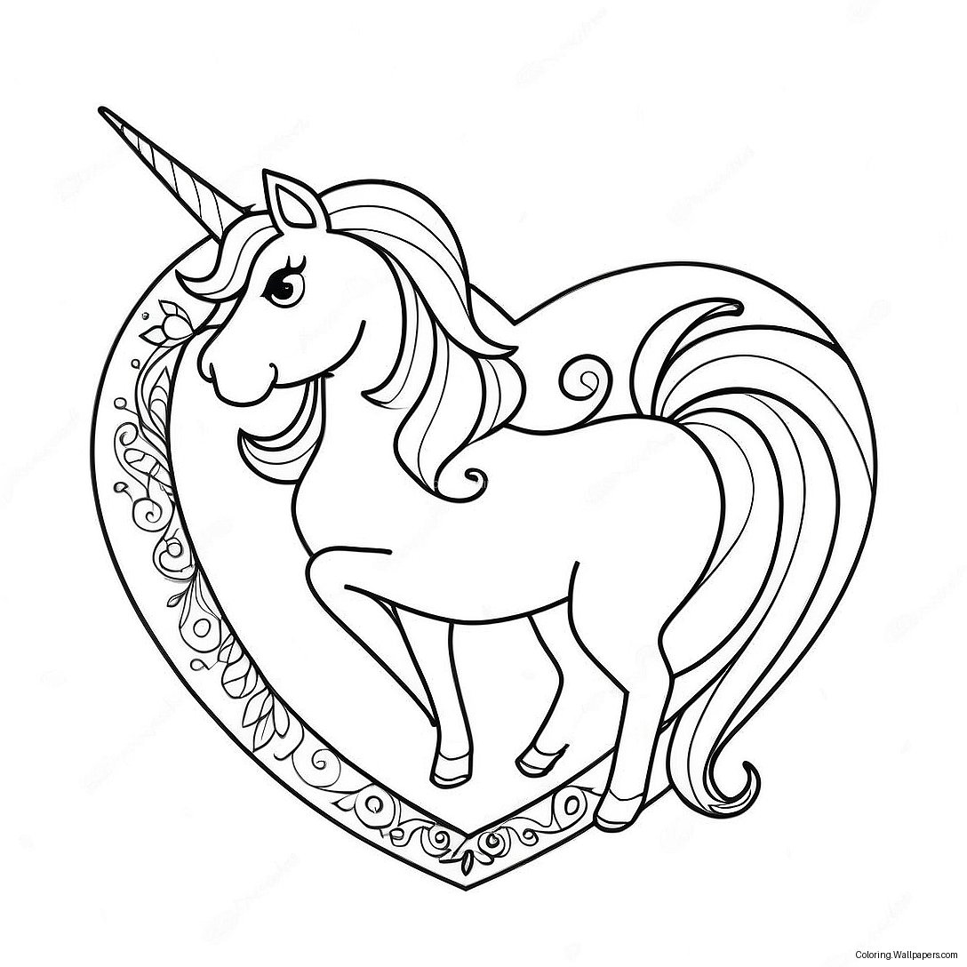 Unicorn Heart Coloring Page 26589