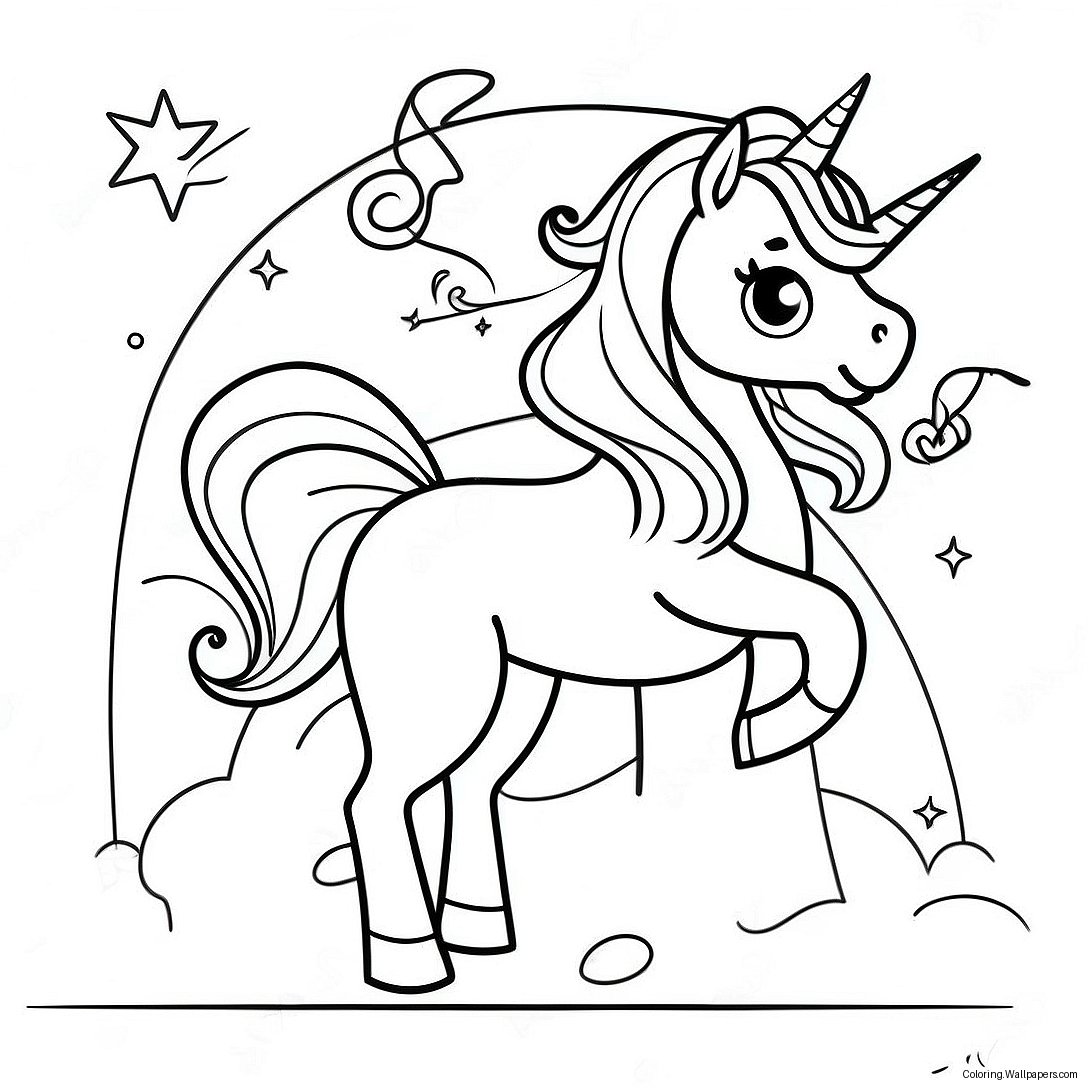 Unicorn Rainbow Coloring Page 58092