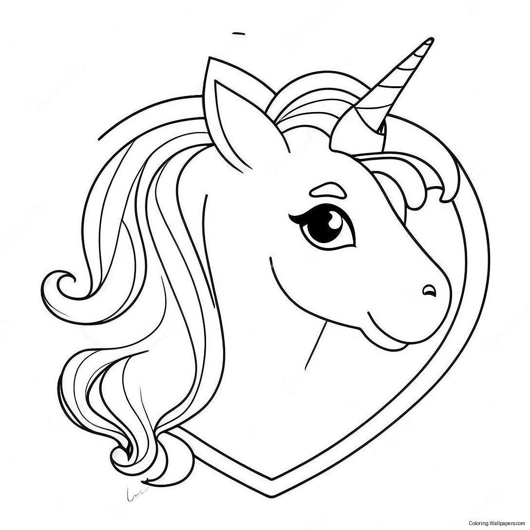 Unicorn Valentine's Day Heart Coloring Page 37240