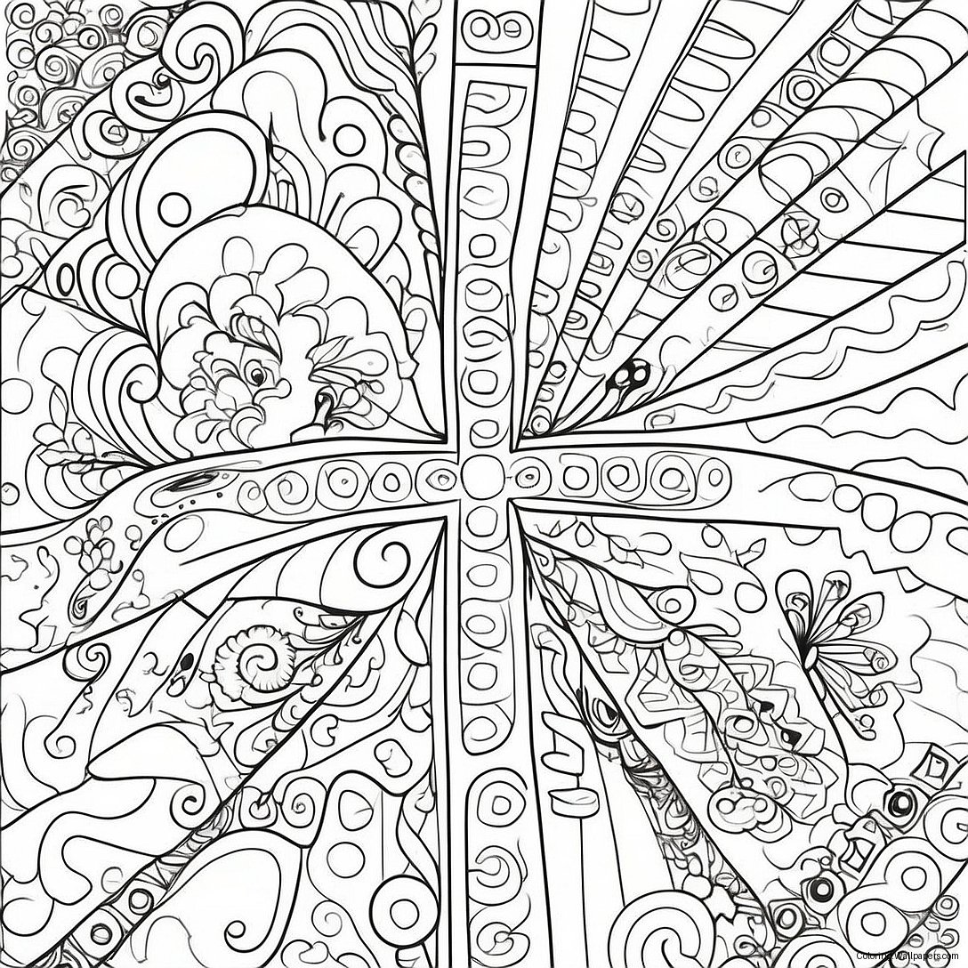 Union Jack With Fun Patterns Coloring Page 45929