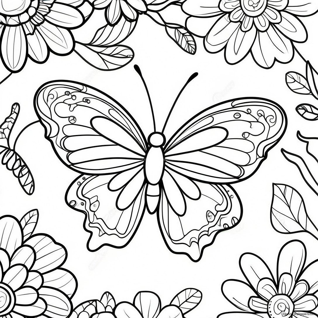 Unique Butterfly Coloring Page For Adults 9153