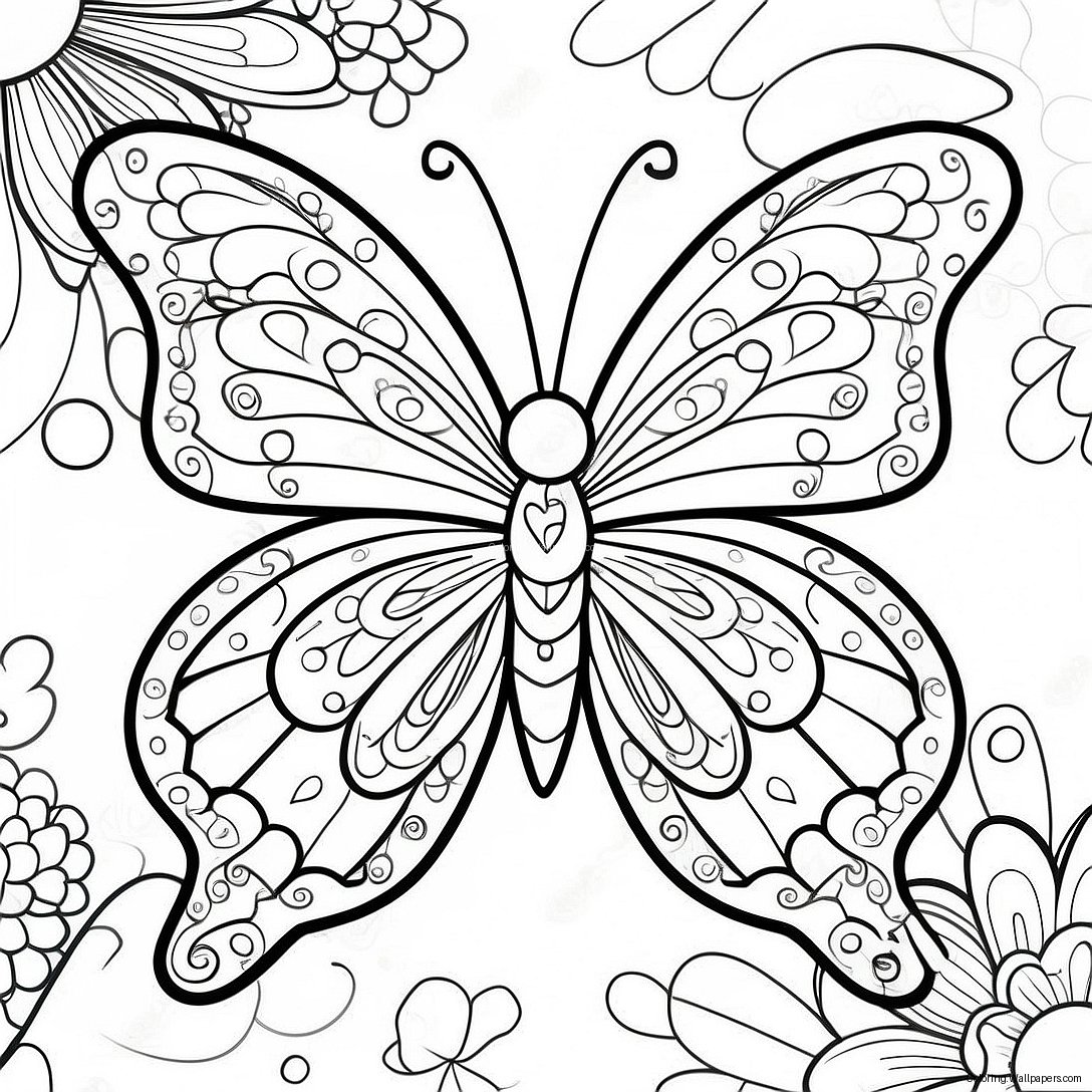 Unique Butterfly Coloring Page For Adults 9156