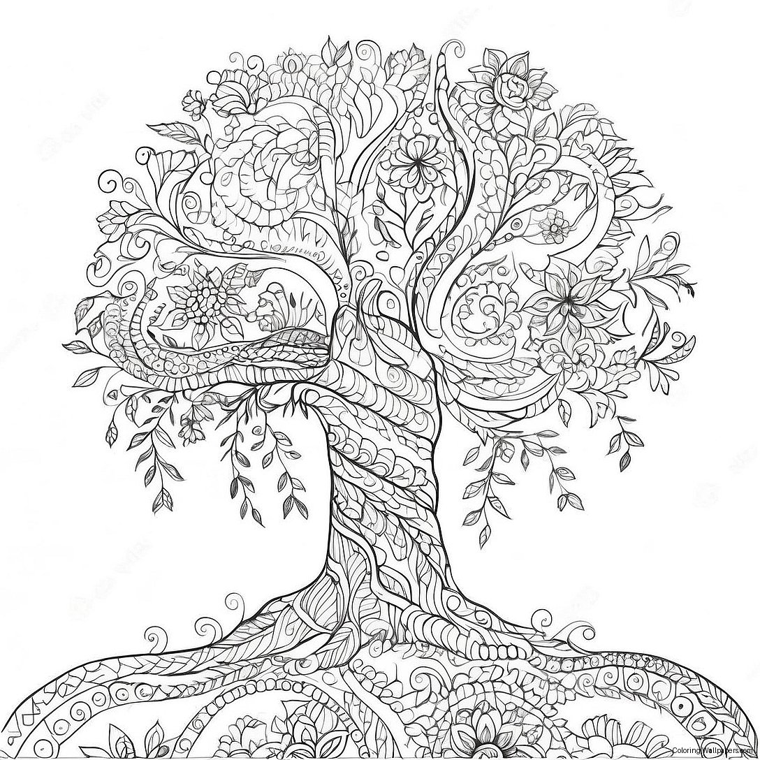 Unique Tree Of Life Intricate Coloring Page 44645