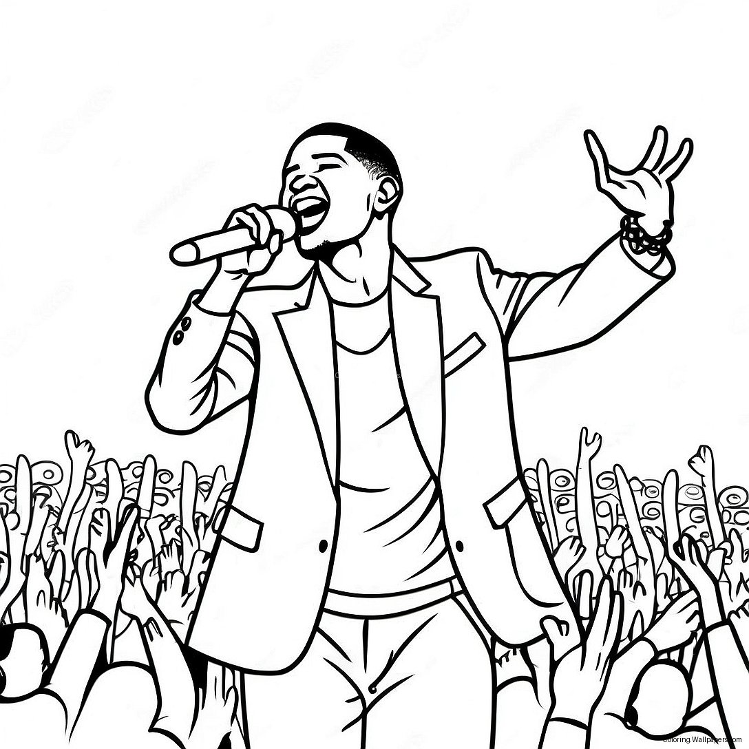 Usher Performing On Stage Coloring Page 40410
