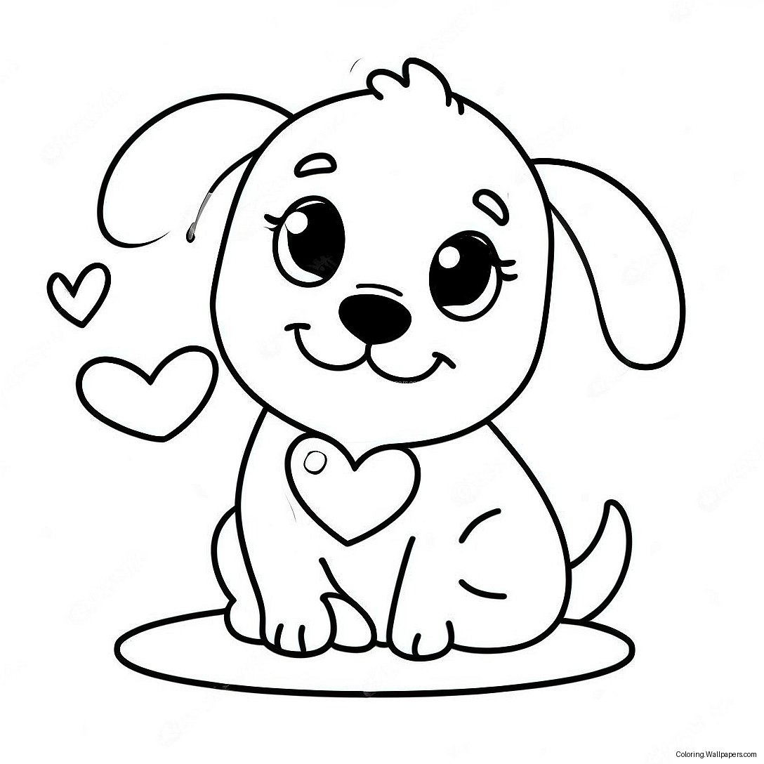 Valentine Cute Puppy Coloring Page 55643