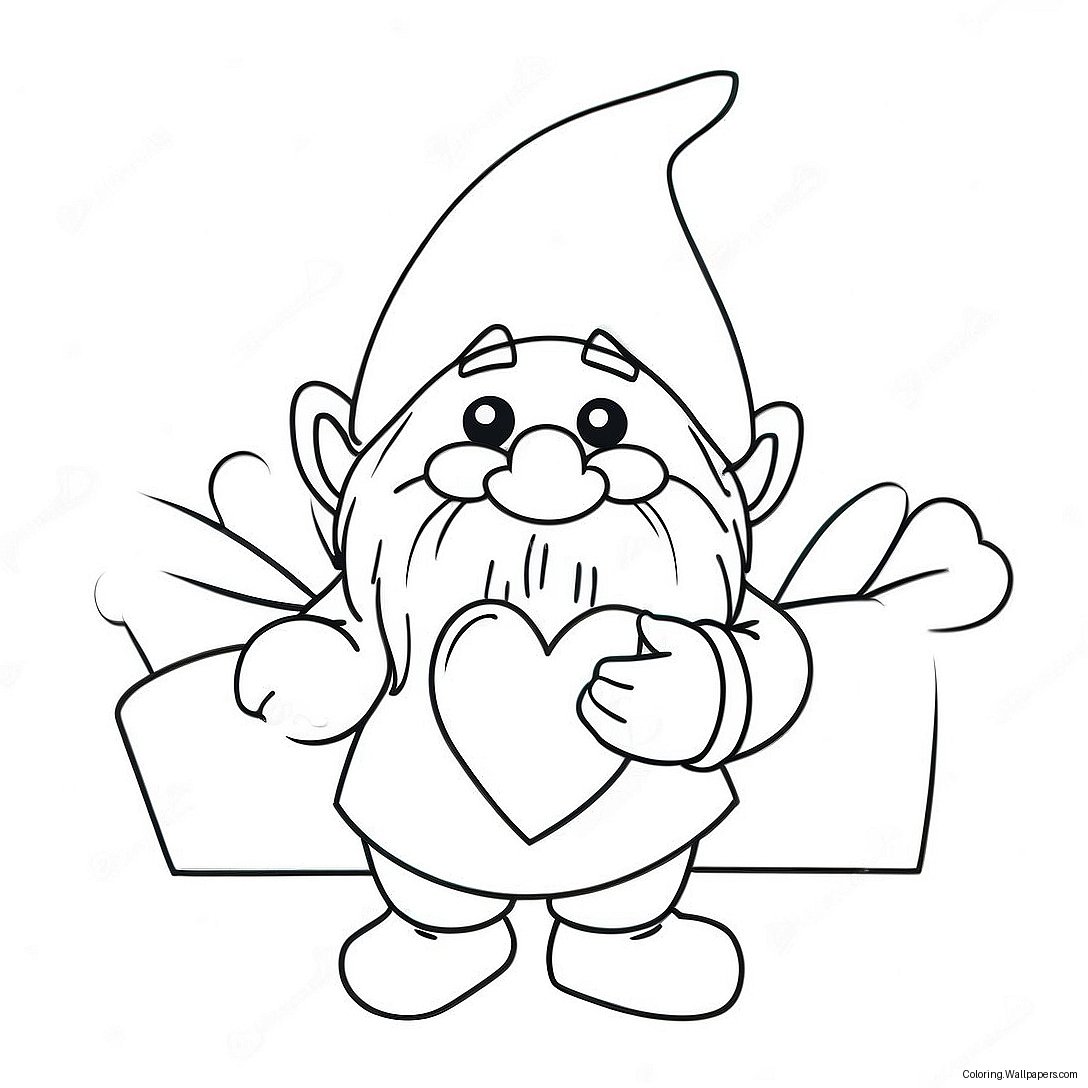 Page À Colorier De Gnome Tenant Un Cœur Pour La Saint-Valentin 40721