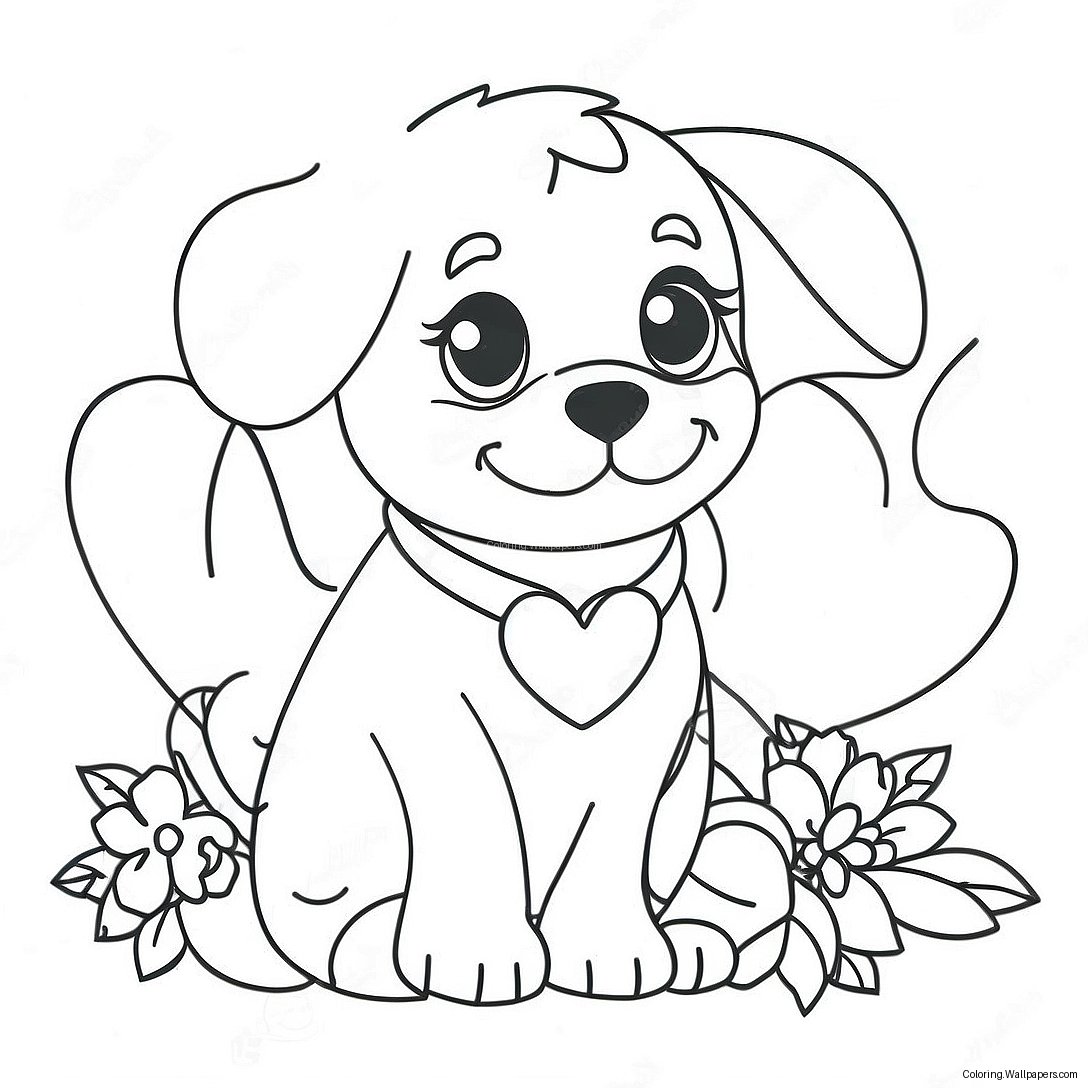 Valentines Puppy Coloring Page 51266