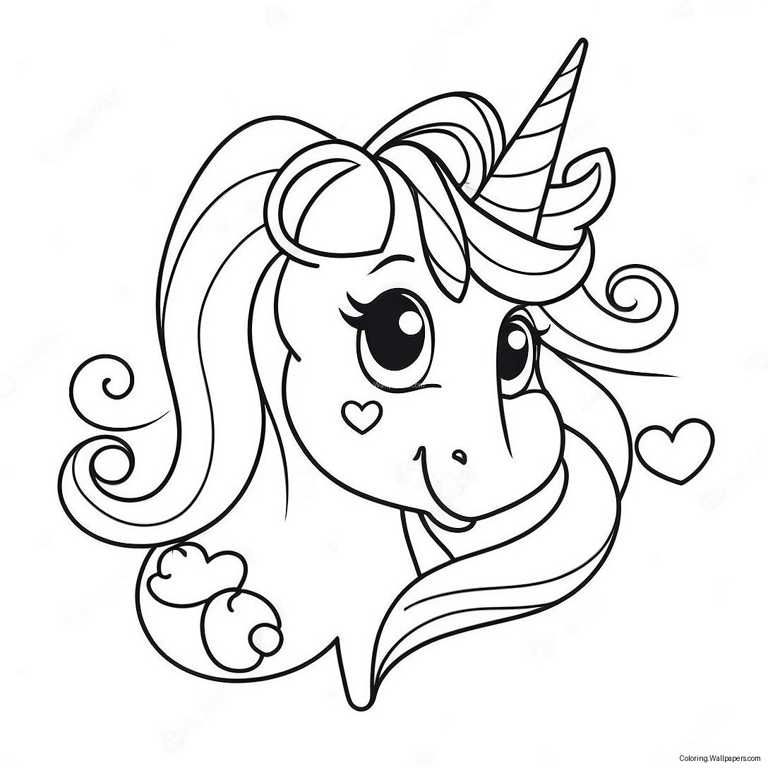 Valentines Unicorn Coloring Page 34772