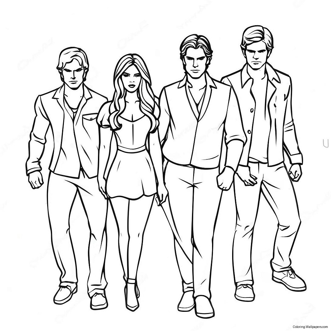 Página Para Colorir Do Grupo De Personagens De Vampire Diaries 58818