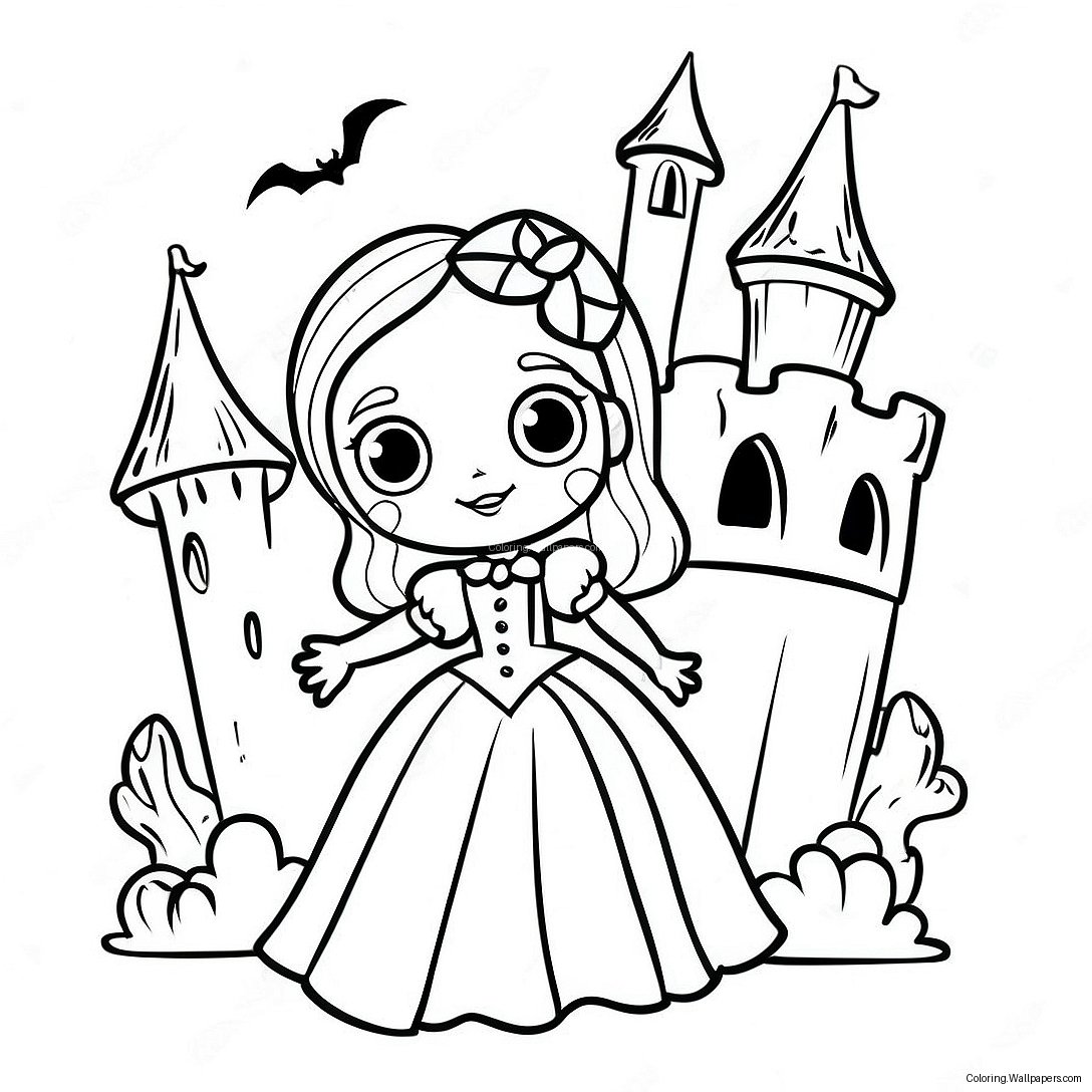 Página Para Colorir Da Garota Vampira Com Castelo Assustador 41537