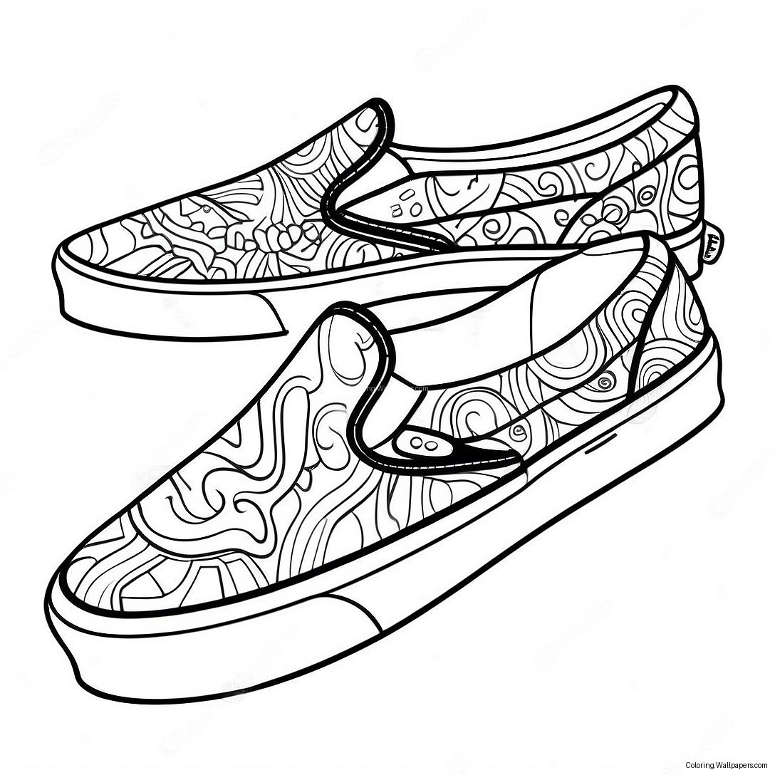 Página Para Colorir De Tênis Vans Clássicos Slip-On 11791