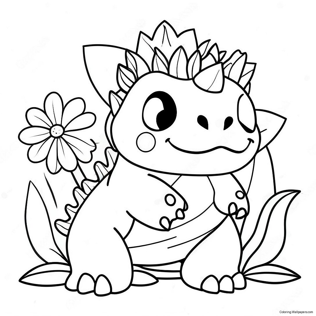 Página Para Colorear De Venusaur Con Flores Coloridas 29331