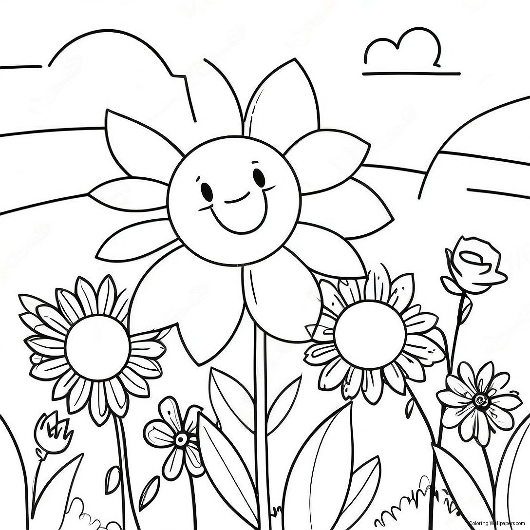 Vibrant Flower Garden Coloring Page 20390