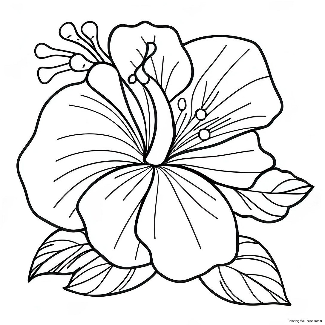 Vibrant Hibiscus Flower Coloring Page 29124