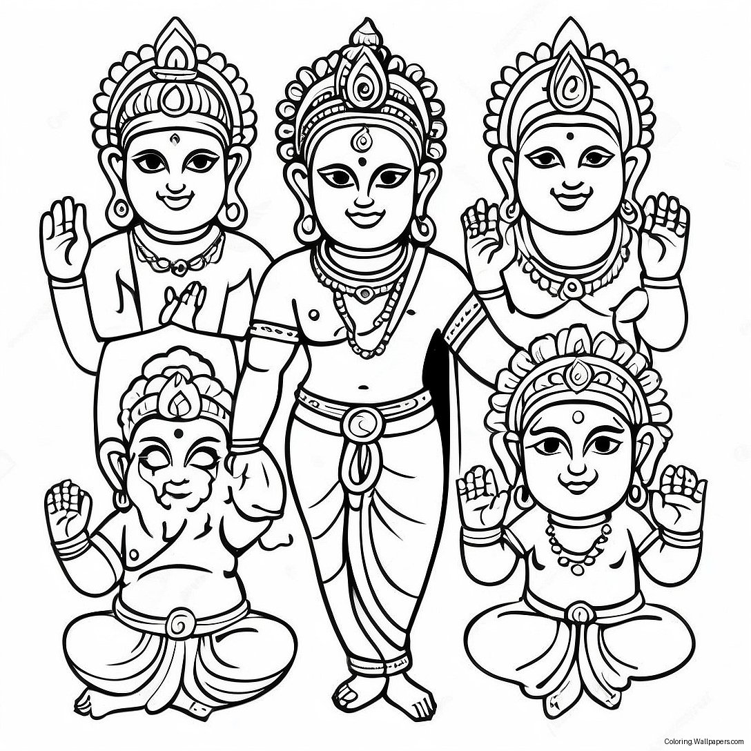 Vibrant Hindu Deities Coloring Page 45300