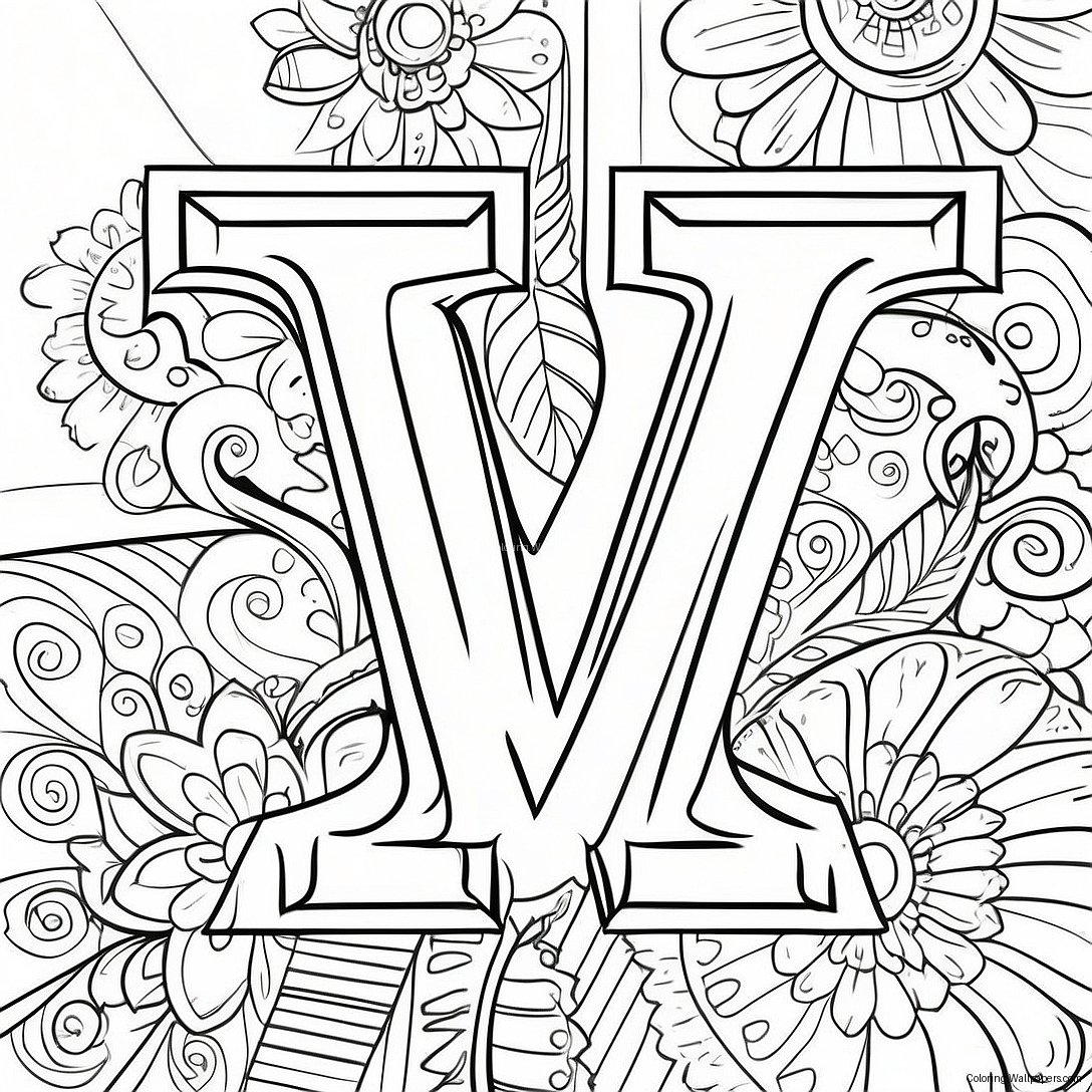 Vibrant Letter V Coloring Page 5656