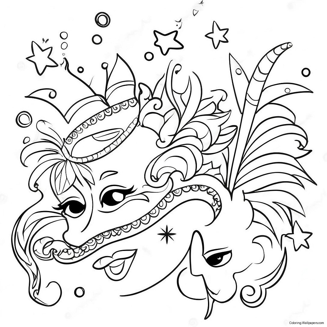 Vibrant Mardi Gras Parade Coloring Page 39107