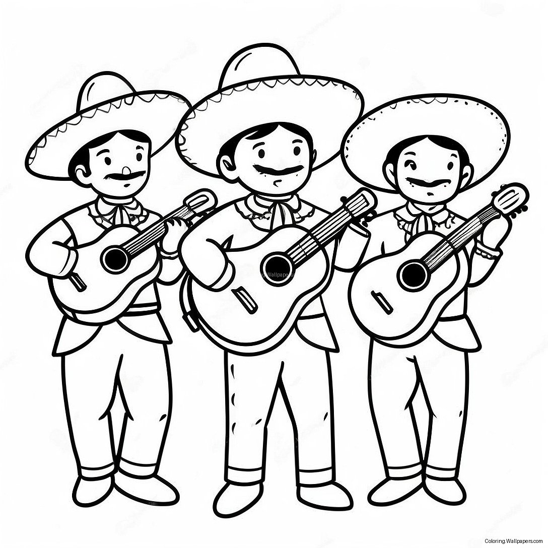 Page À Colorier D'un Groupe De Mariachi Vibrant 792