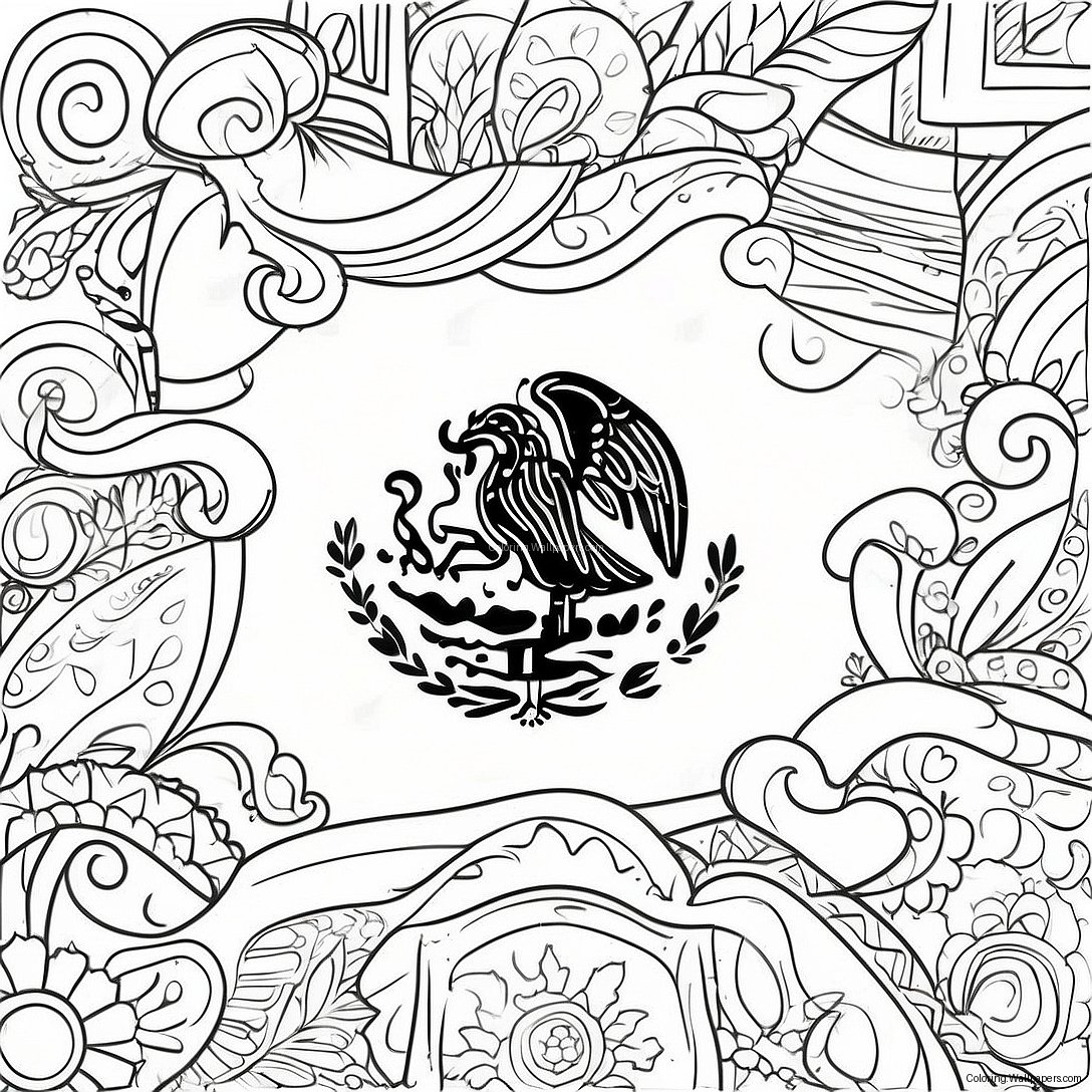 Vibrant Mexican Flag Coloring Page 19700