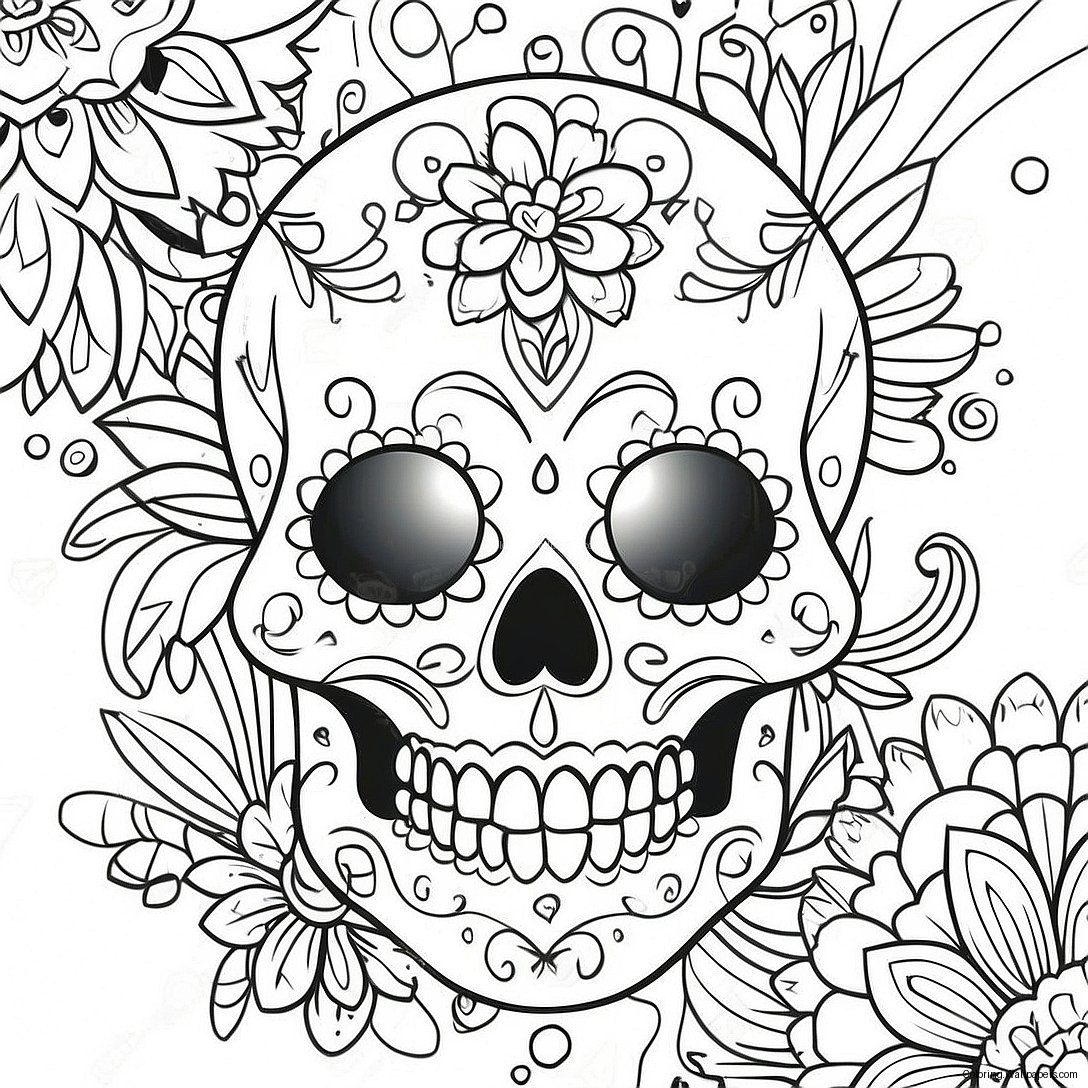 Page À Colorier De Crâne De Sucre Mexicain Vibrant 53510