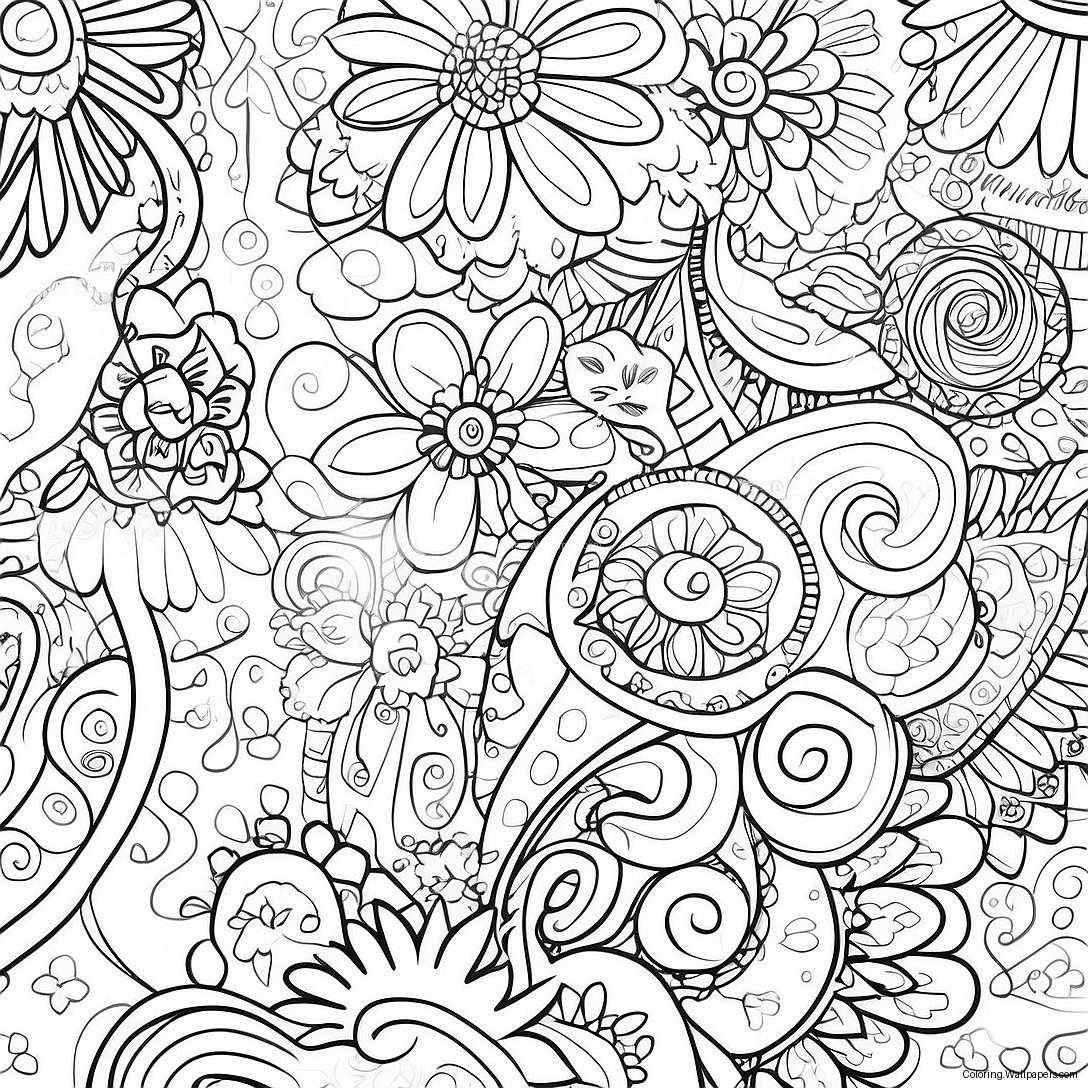 Vibrant Pop Art Patterns Coloring Page 10389