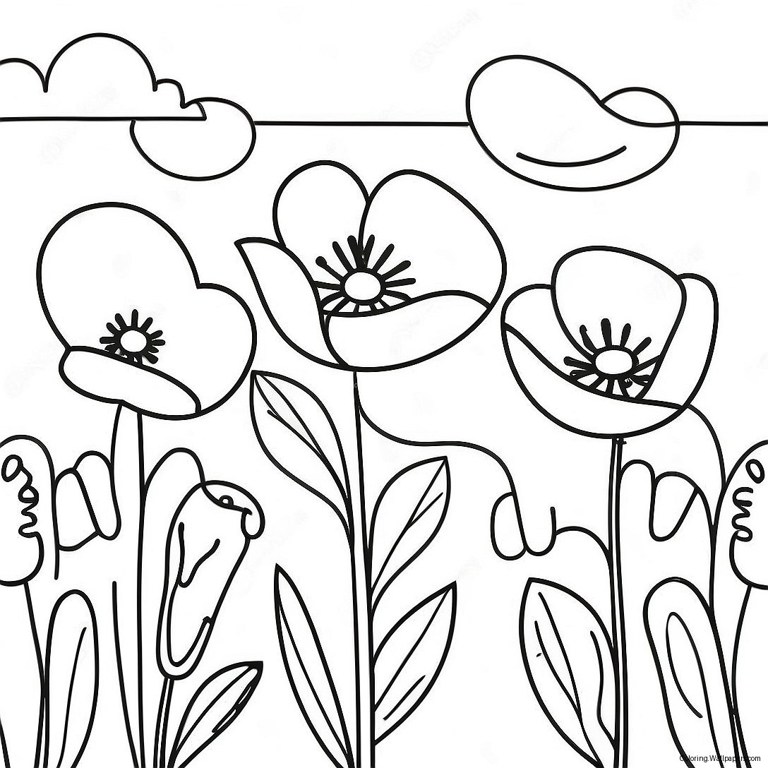 Vibrant Poppy Flower Garden Coloring Page 37651