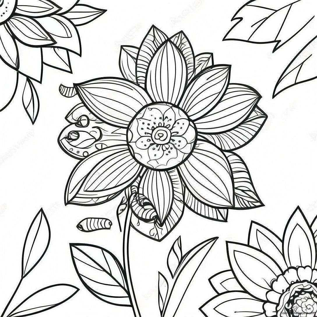 Vibrant Prismacolor Flower Coloring Page 56423