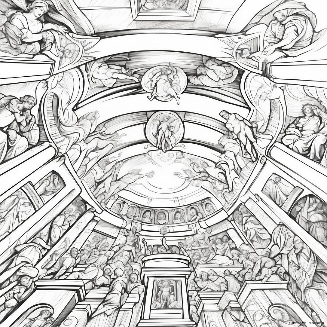 Vibrant Sistine Chapel Ceiling Coloring Page 21985