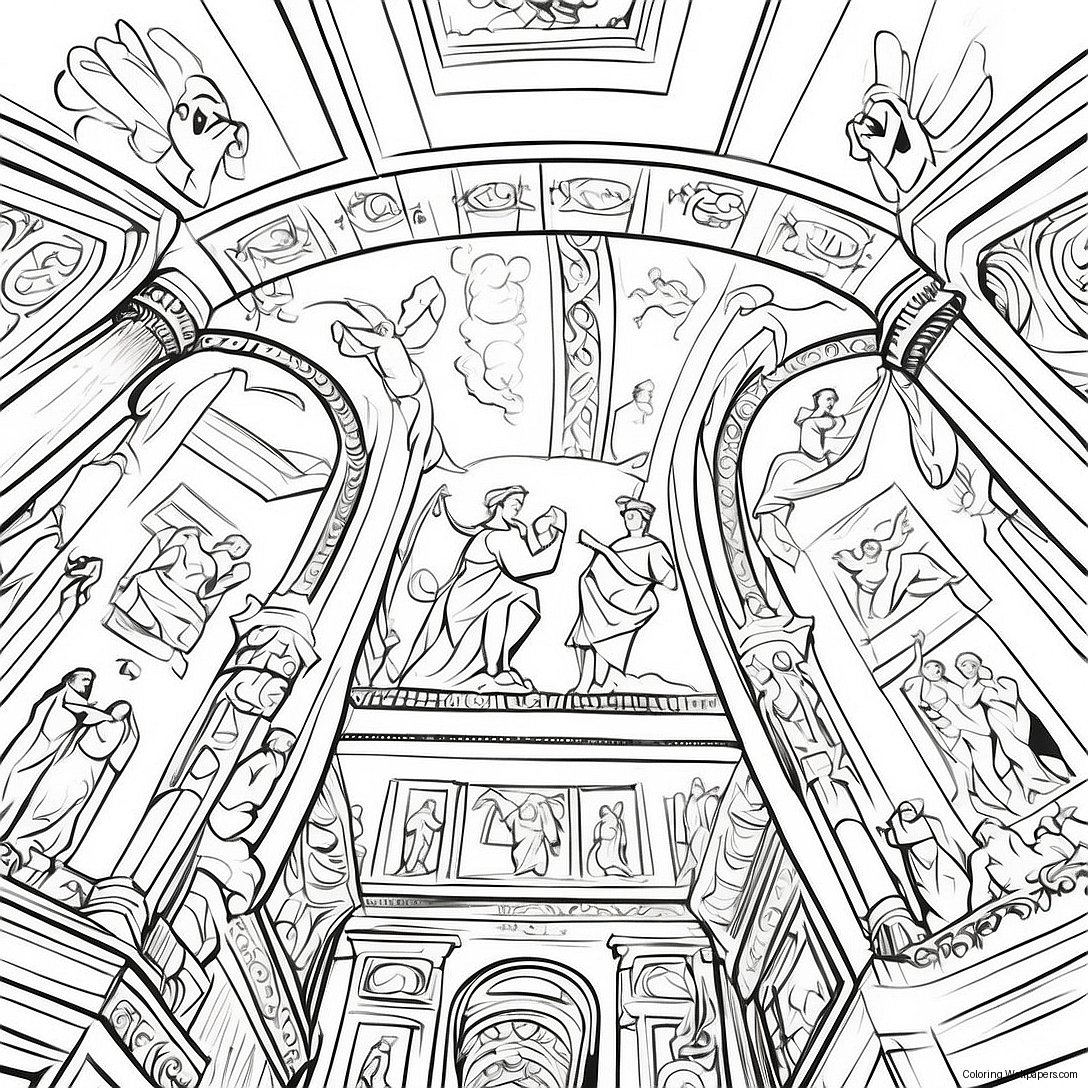 Vibrant Sistine Chapel Ceiling Coloring Page 21986