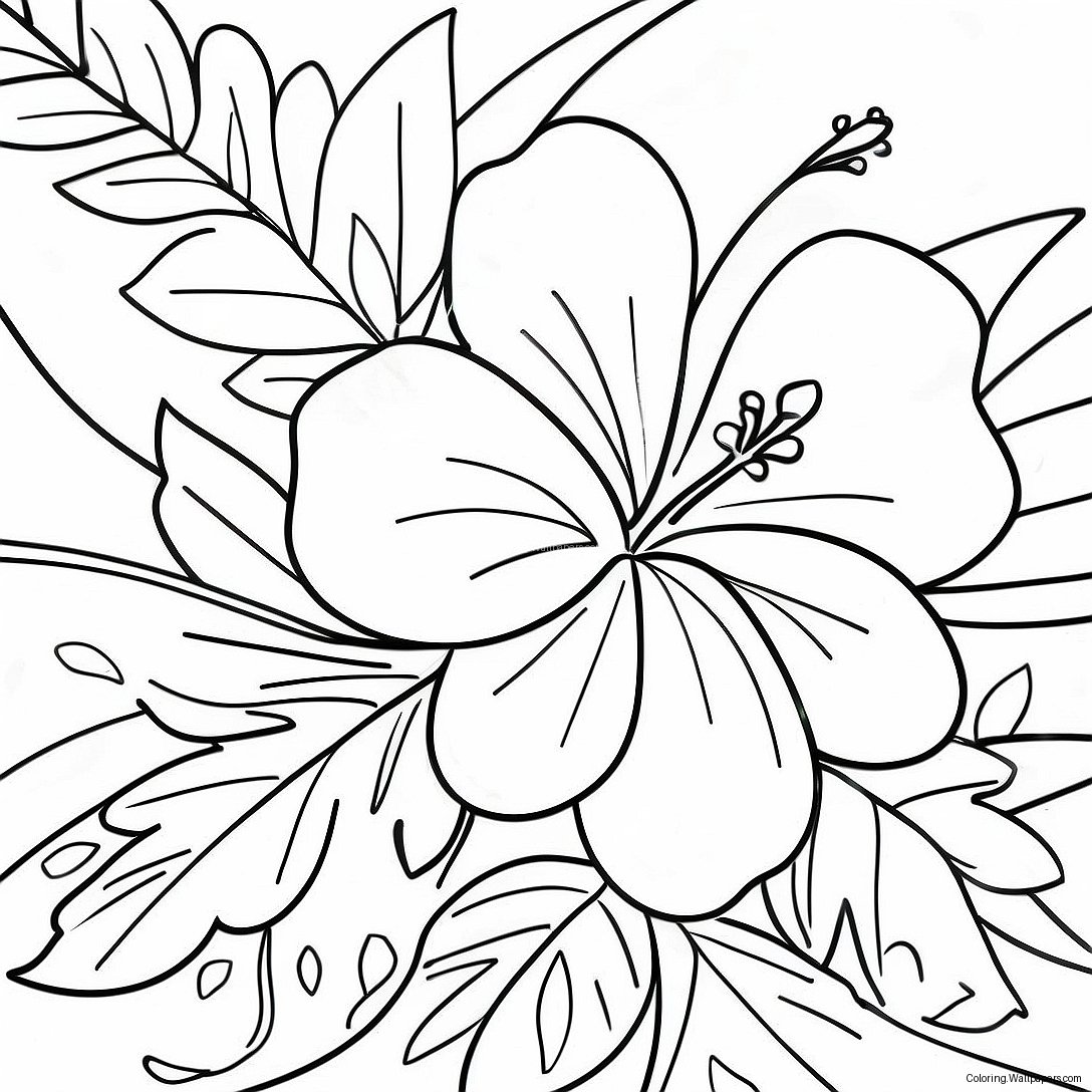 Vibrant Tropical Hibiscus Coloring Page 28636