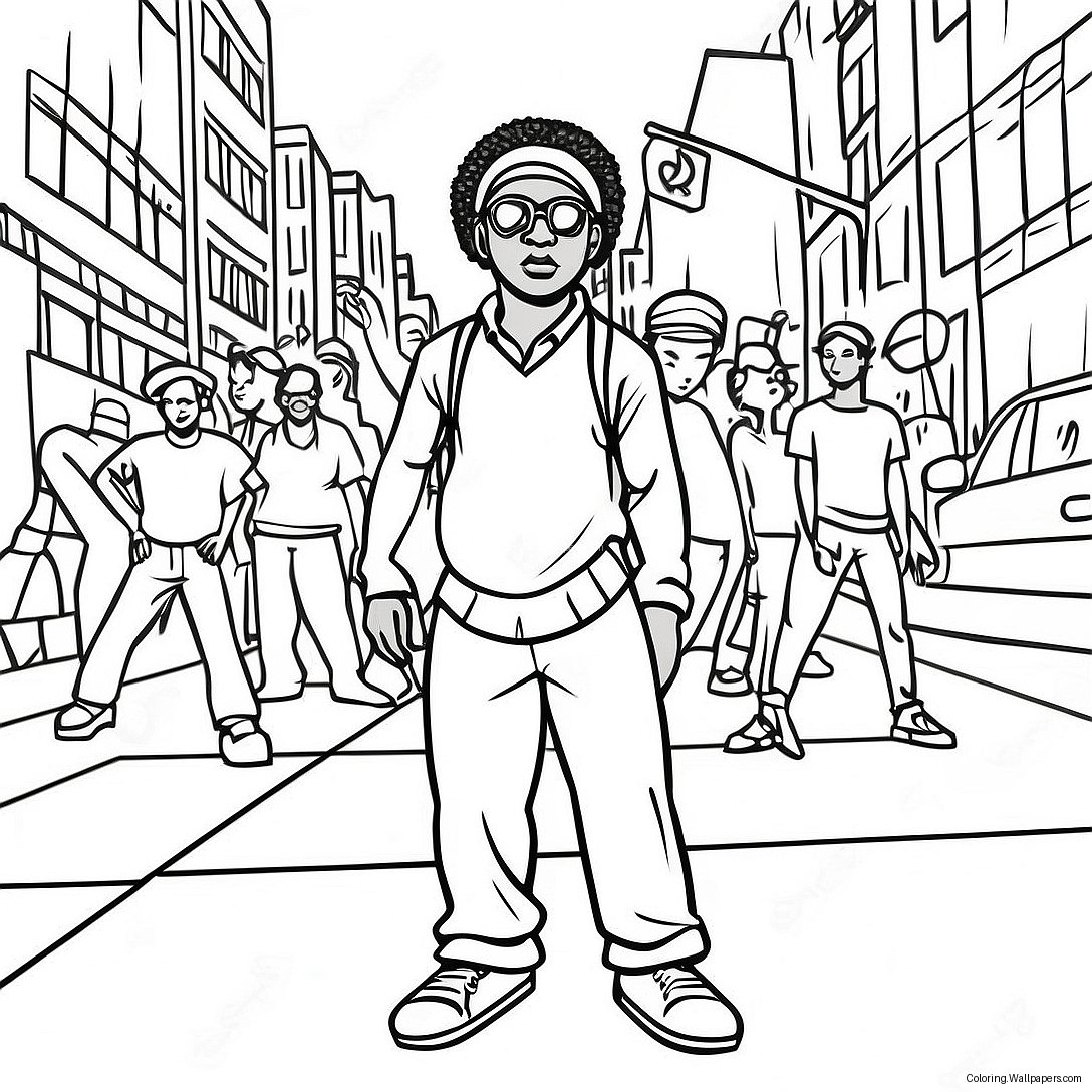 Vibrant Urban African American Street Art Coloring Page 28687