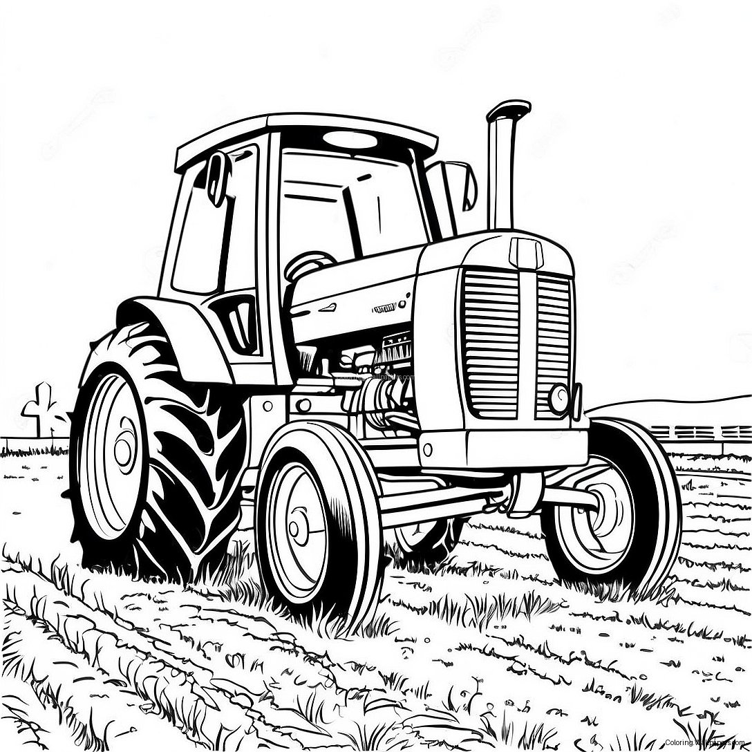 Vintage Case Tractor On Farm Coloring Page 13339