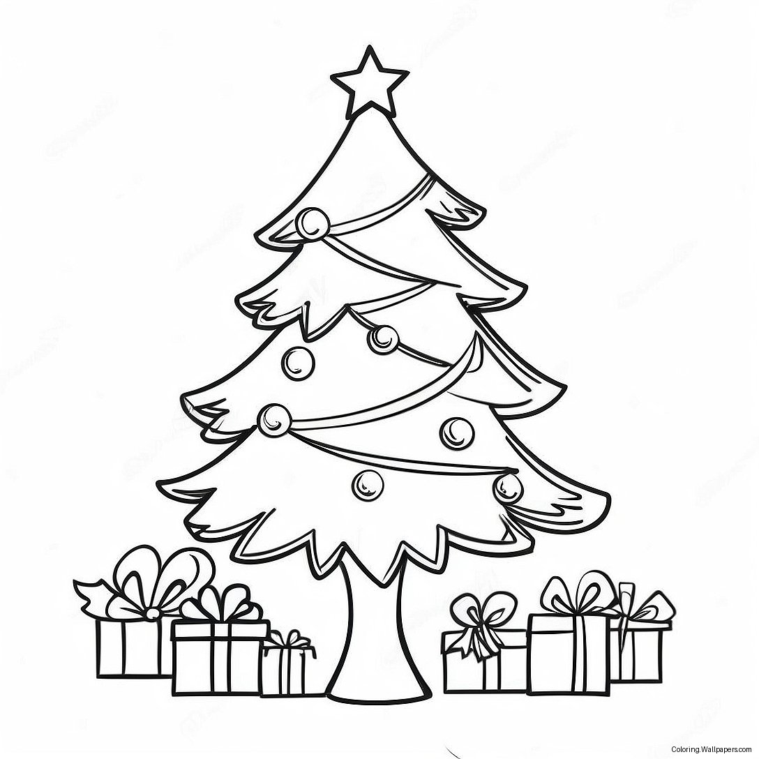 Vintage Christmas Tree Coloring Page 8446