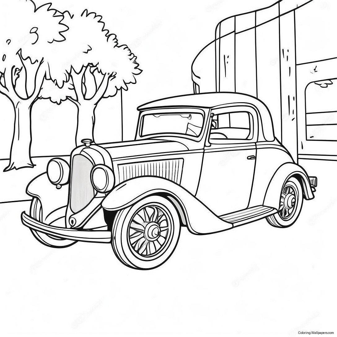 Page À Colorier De Voiture Classique Vintage 1100