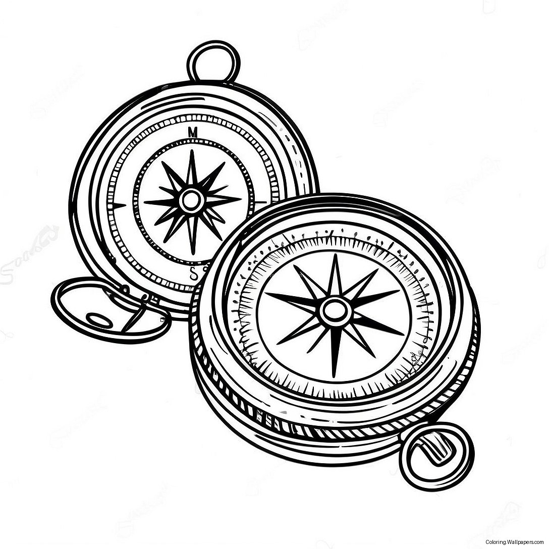 Vintage Compass Coloring Page 26349