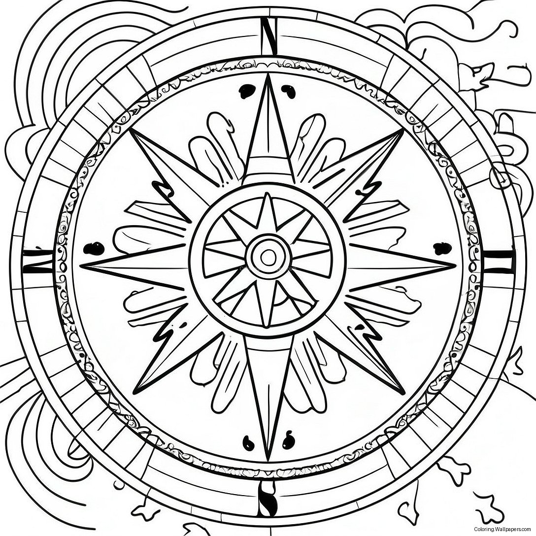 Vintage Compass Coloring Page 26350