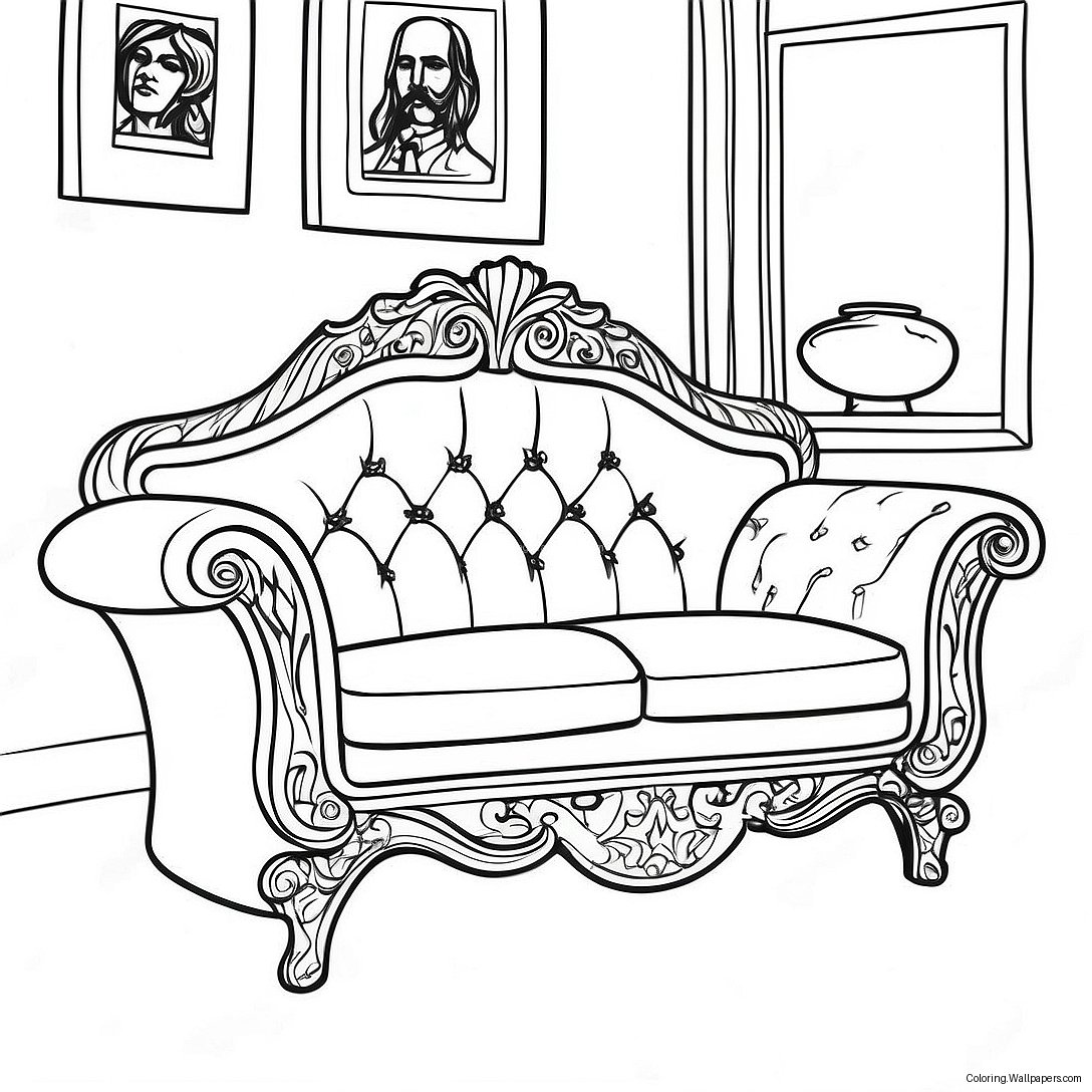 Vintage Couch Coloring Page 54032