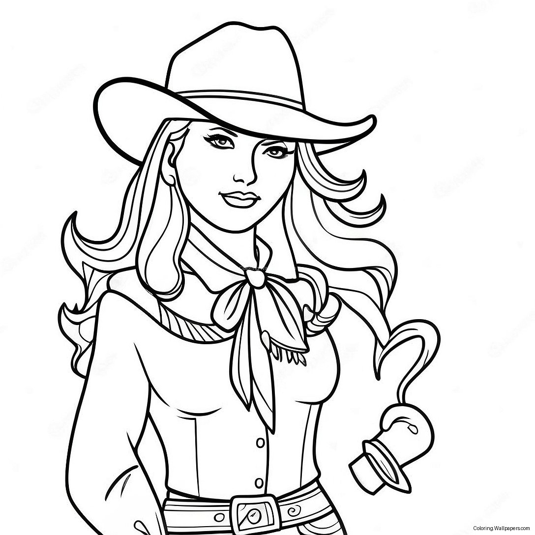 Pagina Da Colorare Di Cowgirl Vintage In Abbigliamento Western 30309