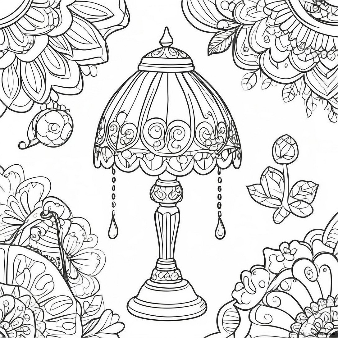 Vintage Dekorative Lampe Ausmalbild 36923