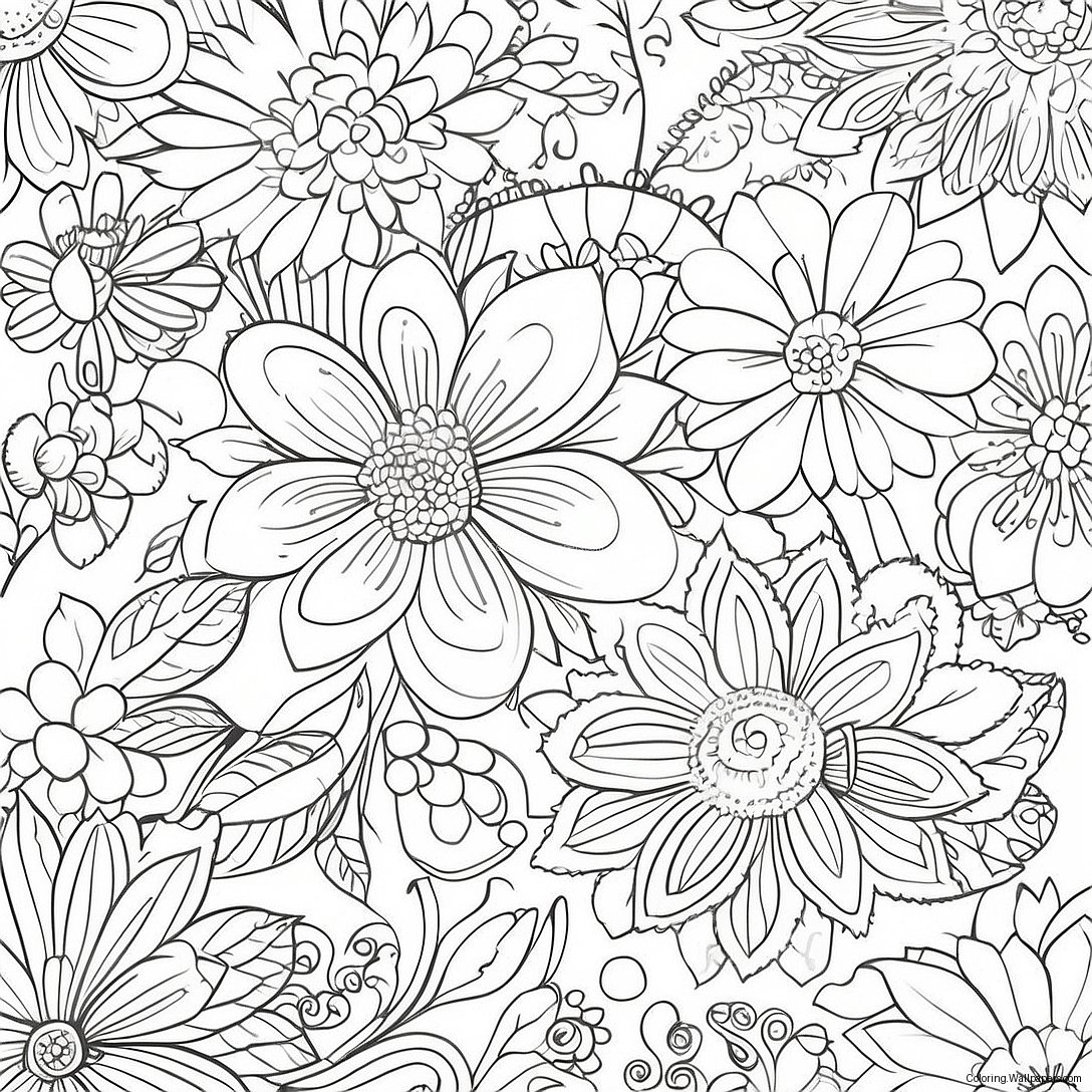 Página Para Colorir Padrões Florais Vintage 1168