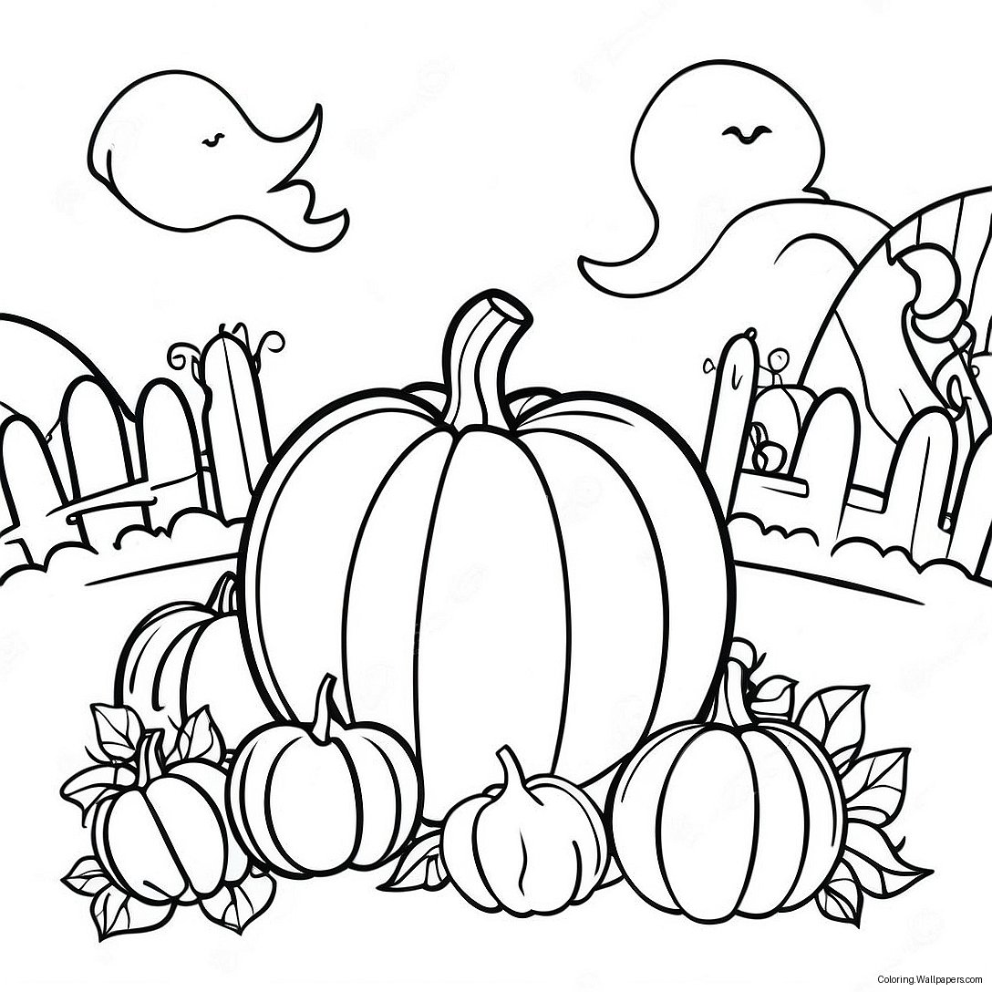 Vintage Halloween Pumpkin Patch Coloring Page 12173